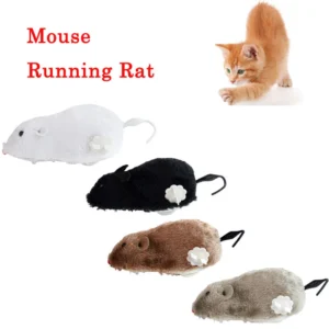 1Pcs Clockwork Toy Wireless Winding Mechanism Toy Plush Mouse Running Rat Toy For Cats Dogs Tail Mouse Pets Kids Random Color